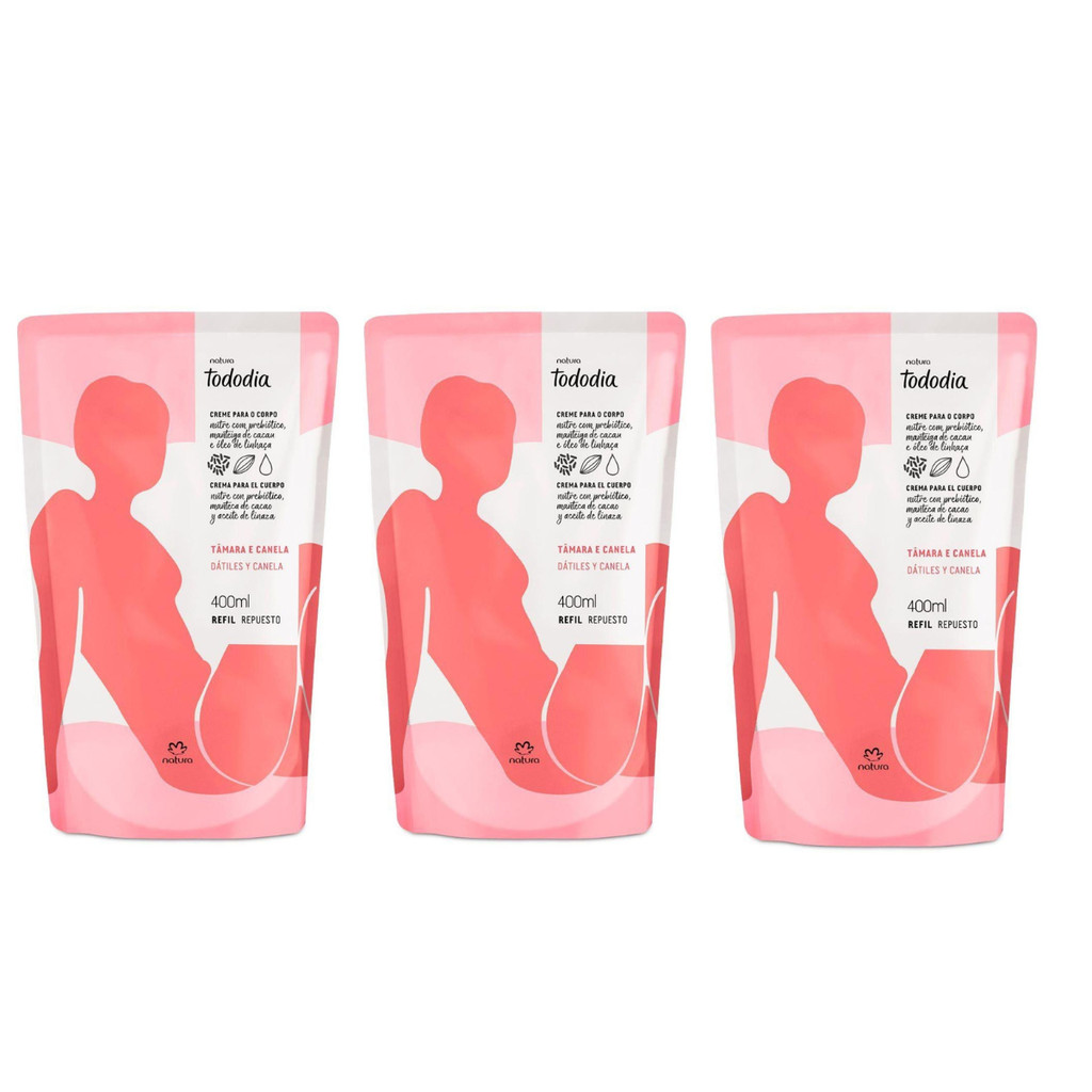 Kit 03 Refis Hidratante TodoDia Tâmara e Canela 400ml