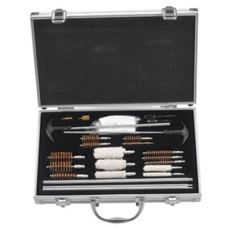 Kit Limpeza Armas Curtas Longas Maleta Aluminio Armamento Revolver Pistola Carabina Profissional 24 Peças