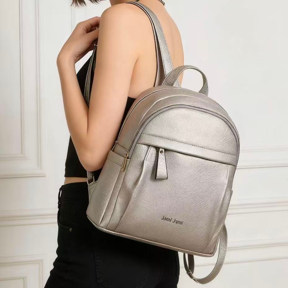 Bolsa Feminina Simples Com Grande Capacidade Elegante Mochila De Couro PU Estilo Casual B709 JZ
