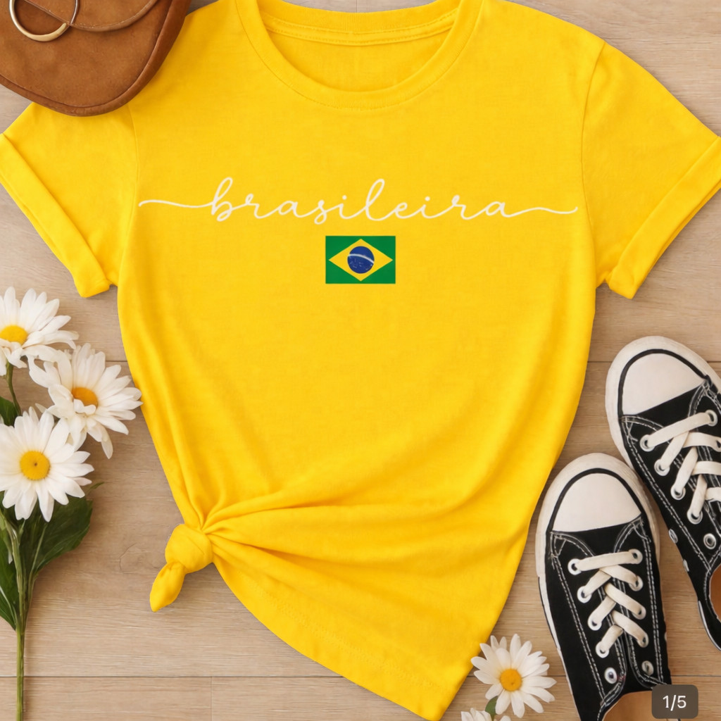 Camisetas Unissex Seleção Brasil Copa do Mundo Futebol Brasil 100% algodão
