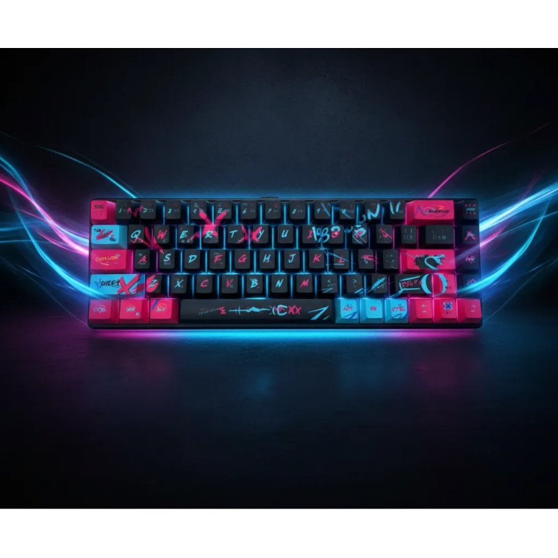 Teclado Mecânico Gamer Wireless AITEK 60% Rgb Switch Red Hotswap Wireless, Blutooth e USB-C