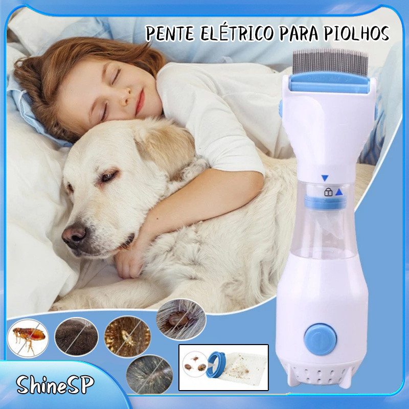 Pente Elétrico Multifuncional Para Piolhos Criança Cachorro E Gato Uso Seguro Sem Químicos