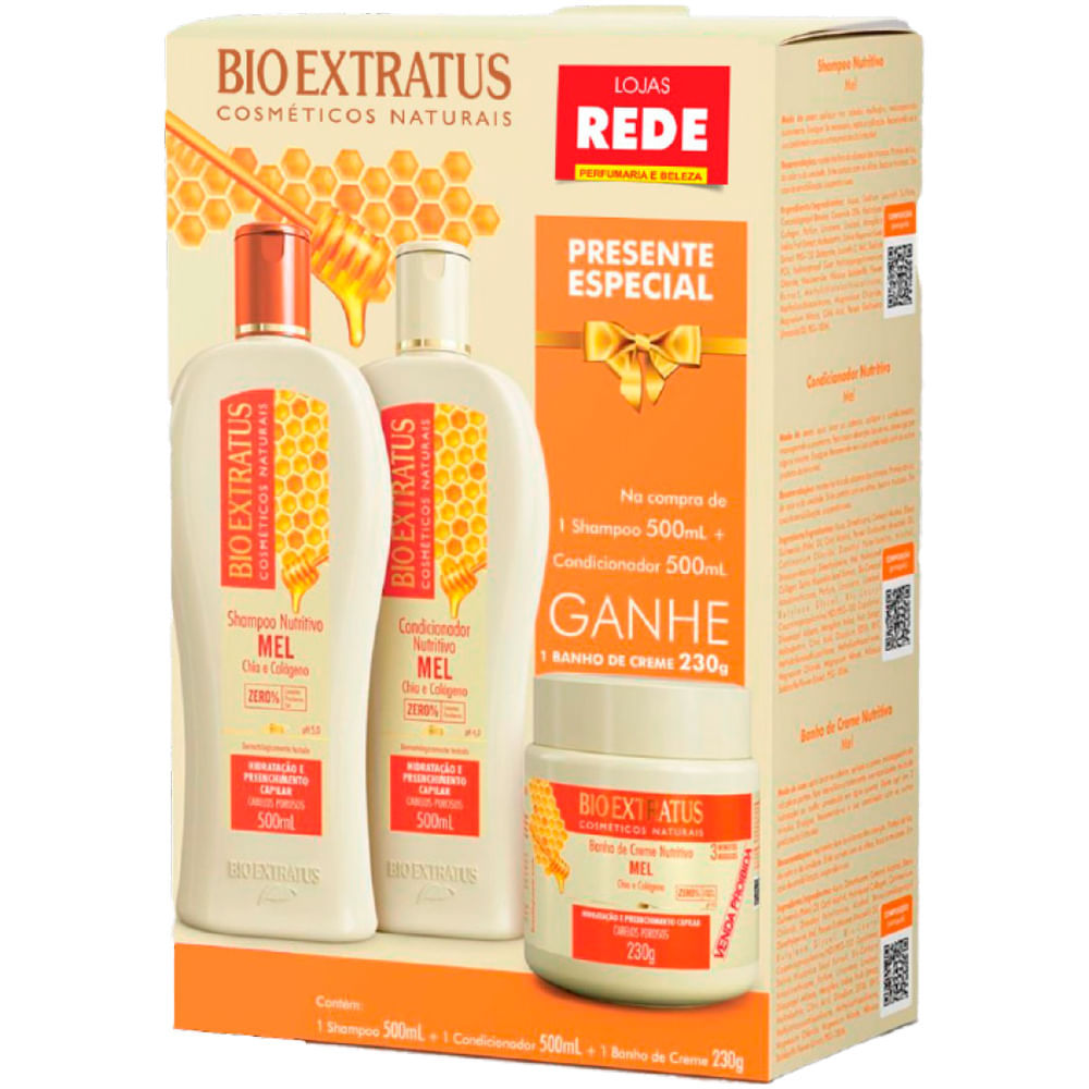 Kit Bio Extratus Mel Shampoo + Condicionador 500ml + Banho de Creme 230g em Oferta na Shopee