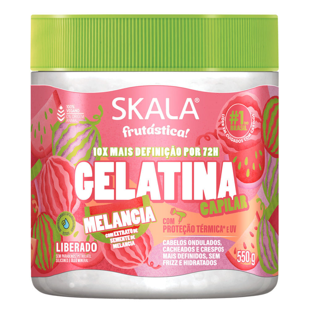 Gelatina Capilar Skala Frutástica Melancia com Proteção Térmica e UV 550g em Oferta na Shopee