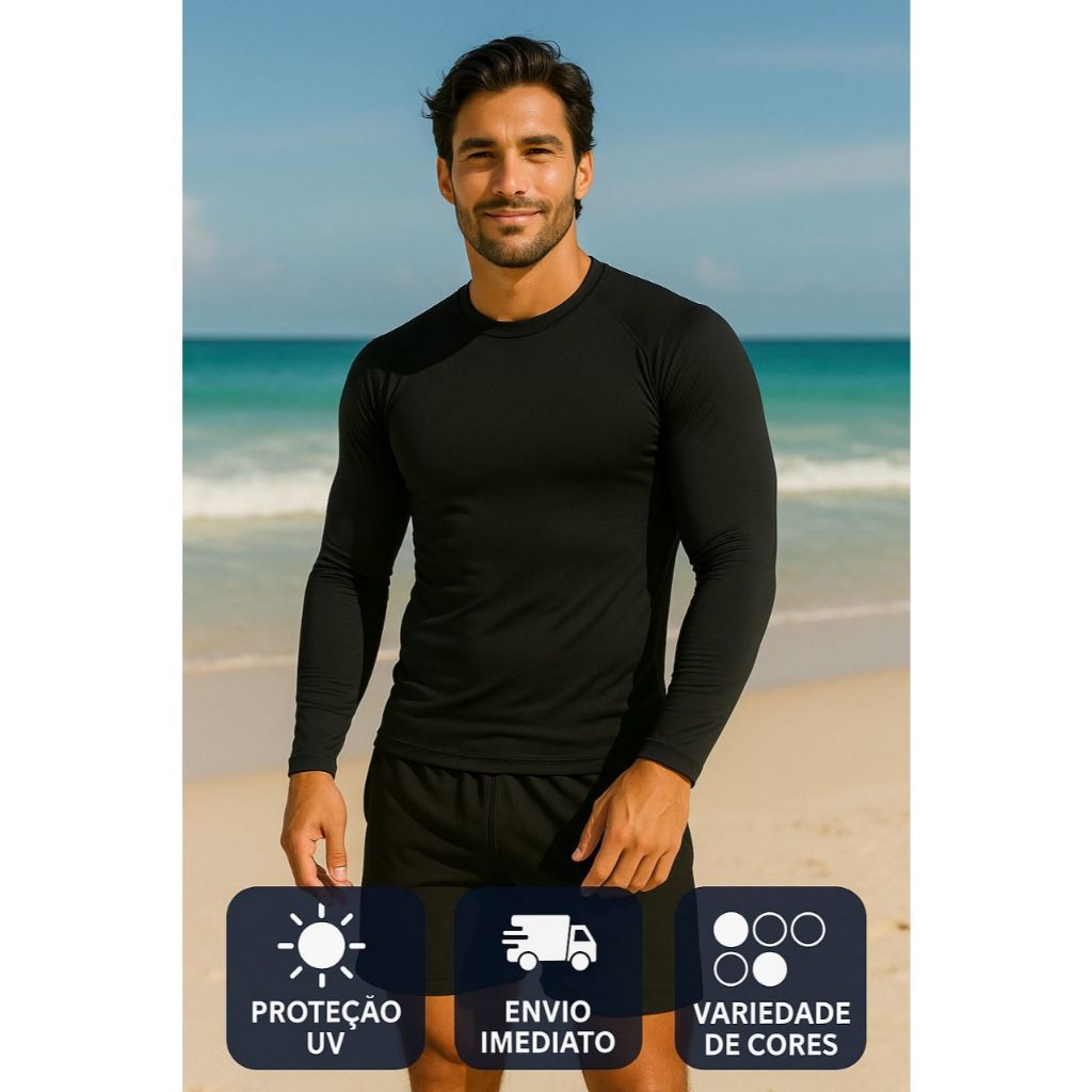 Camisa Térmica Proteção UV Camisa Segunda Pele Proteção Solar em Oferta na Shopee