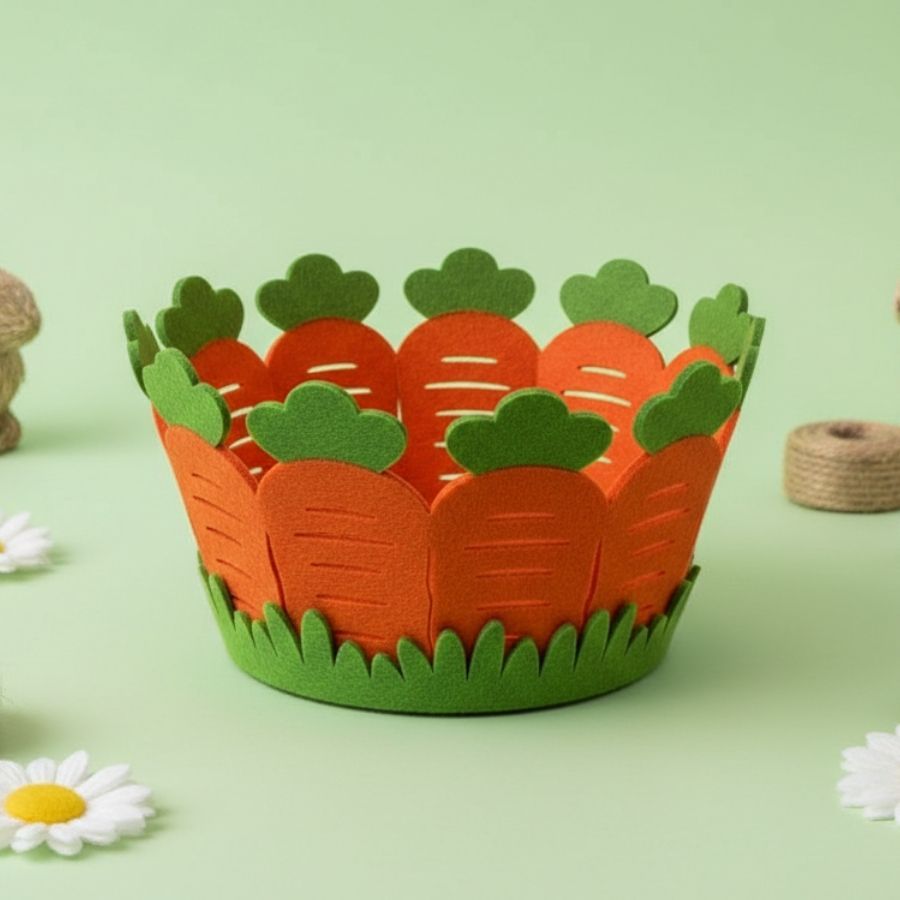 Cesta em Feltro de Páscoa - Cenourinhas - Laranja Escuro - 20cm - 1 unidade - Rizzo em Oferta na Shopee