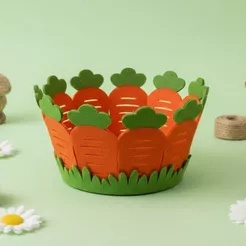 Cesta em Feltro de Páscoa - Cenourinhas - Laranja Escuro - 20cm - 1 unidade - Rizzo