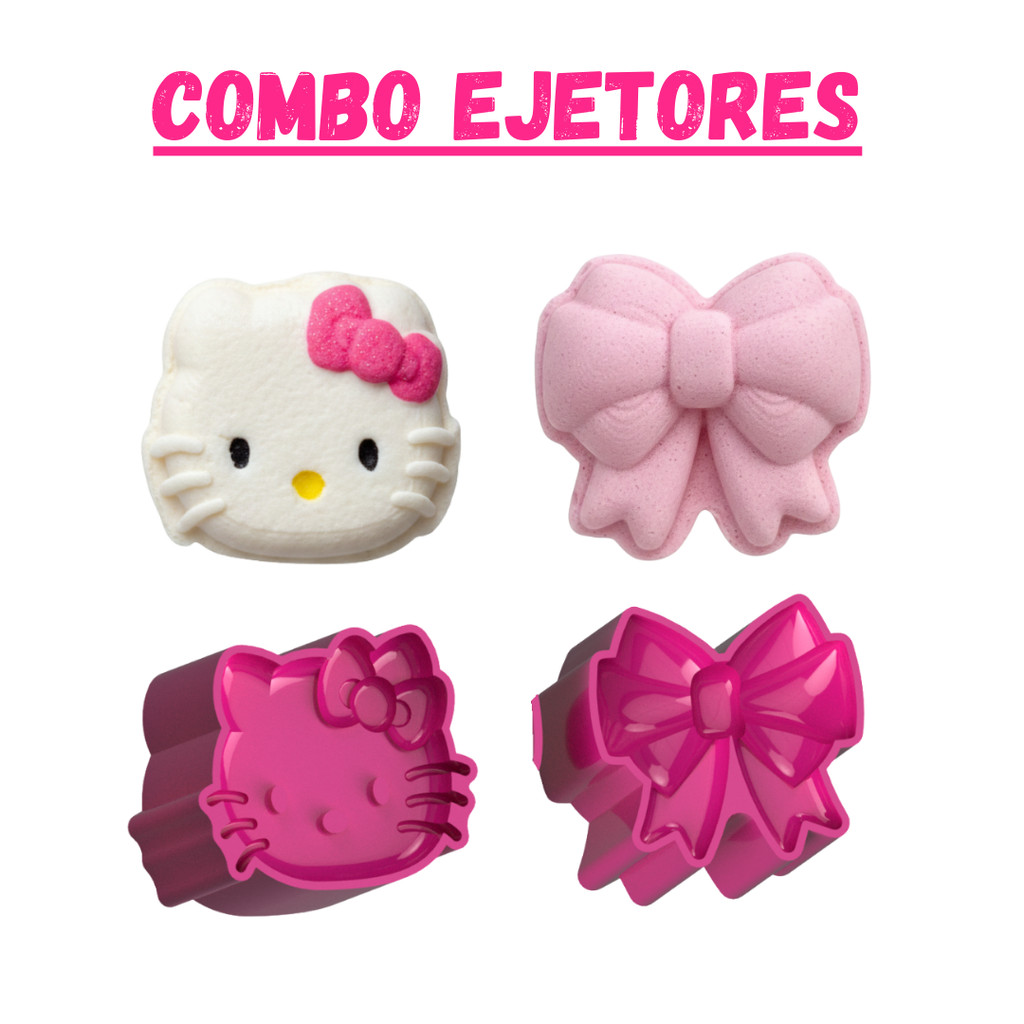Ejetor Modelador Combo | Gatinha Japonesa e Laço para Brigadeiros e Doces
