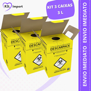 KIT 3 CAIXA DESCARPACK - Coletor Perfuro Cortante (03-Litros) em Oferta na Shopee
