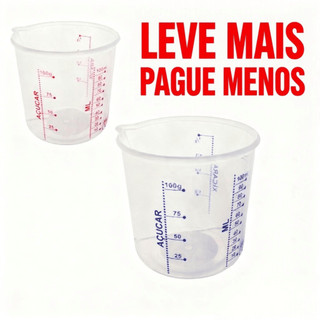 Copo Medidor de Plástico 100ml Graduado Dosador Receitas para Cozinha Líquidos Alimentos Culinária