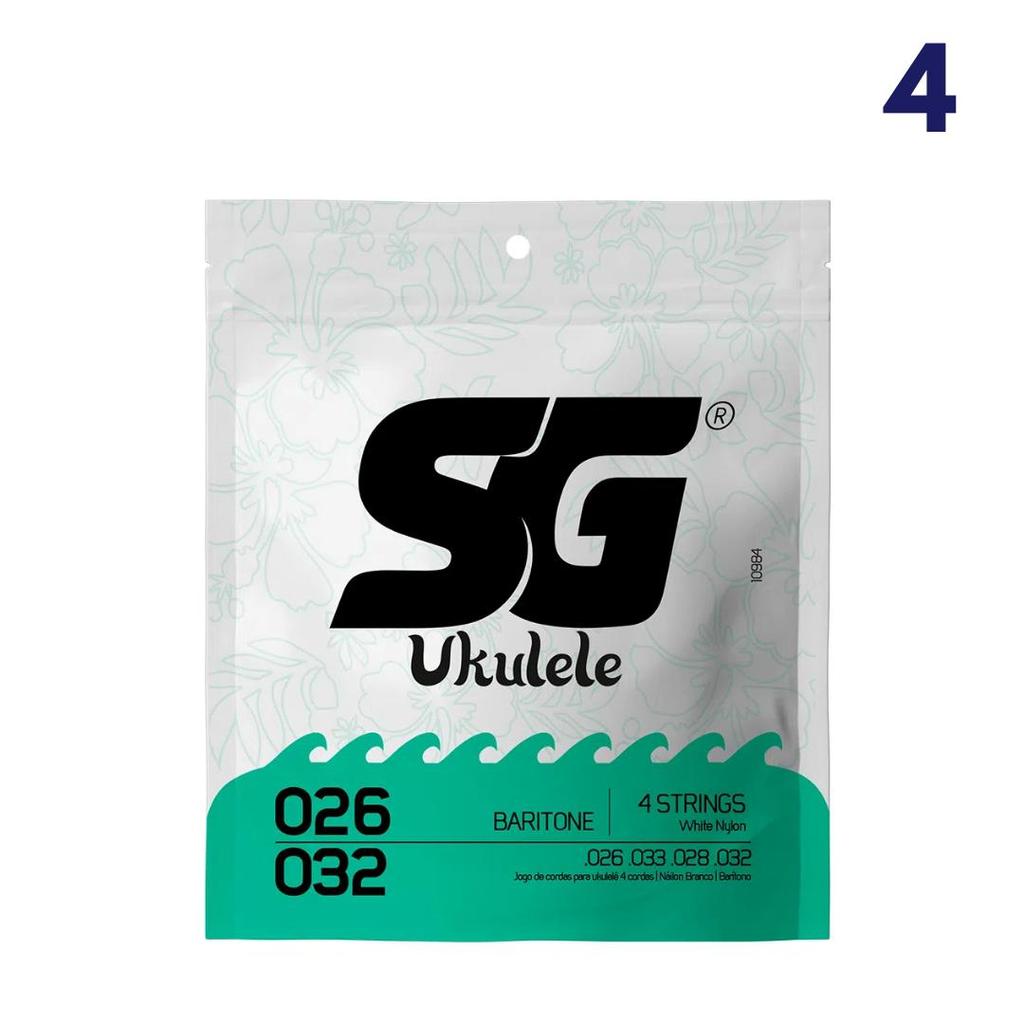KIT C/ 4 ENCORDOAMENTO NYLON P/UKULELE BARITONO 0.026 - 0.032 SG 10984
