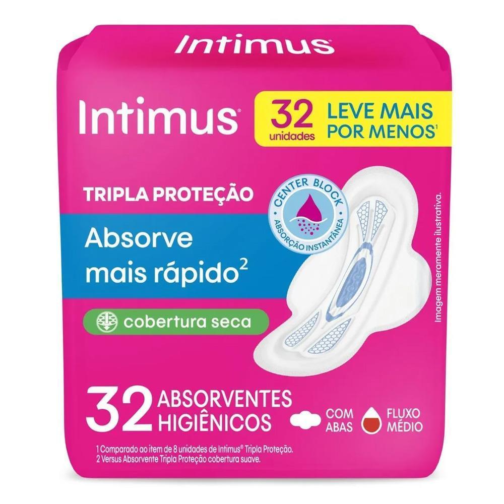 Intimus Tripla Proteção Absorvente Seca Com Abas De 32 Unidades em Oferta na Shopee