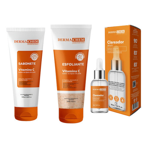 Kit Skincare Vitamina C Clareador Anti Idade Dermachem 3un