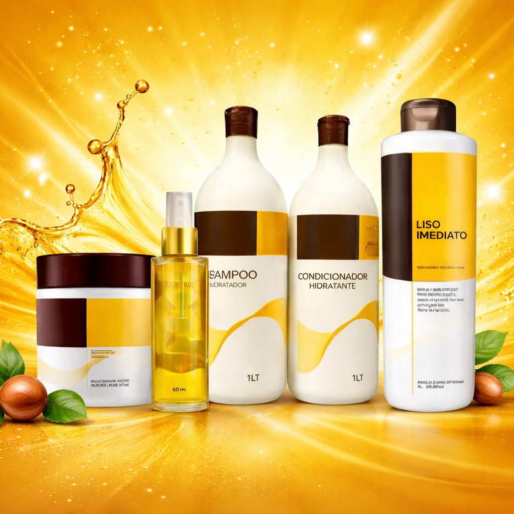 Kit Máscara 500gr  + Shampoo1L + Condicionador 1L + Progressiva 500ml + Óleo 50ml