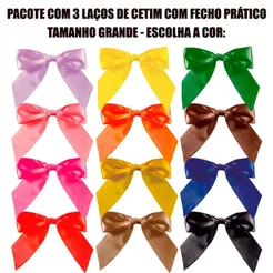Laço Perfeito Pronto com Lacre Prático Grande ESCOLHA A COR c/3 - Cromus