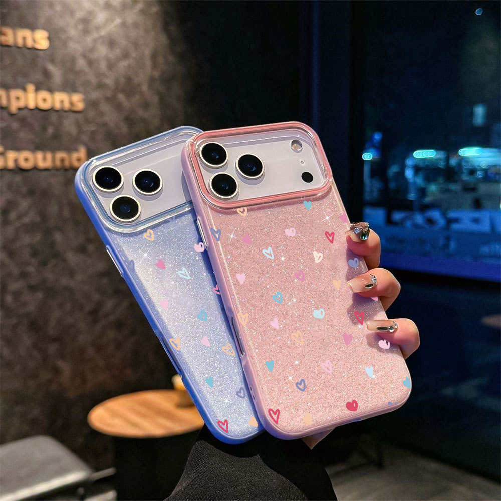 Glitter Corações Capinha Capas Para Samsung A03 A05 A06 A07 A12 A13 A14 A15 A16 A20 A23 A32 A34 A36 A50 A51 Normal