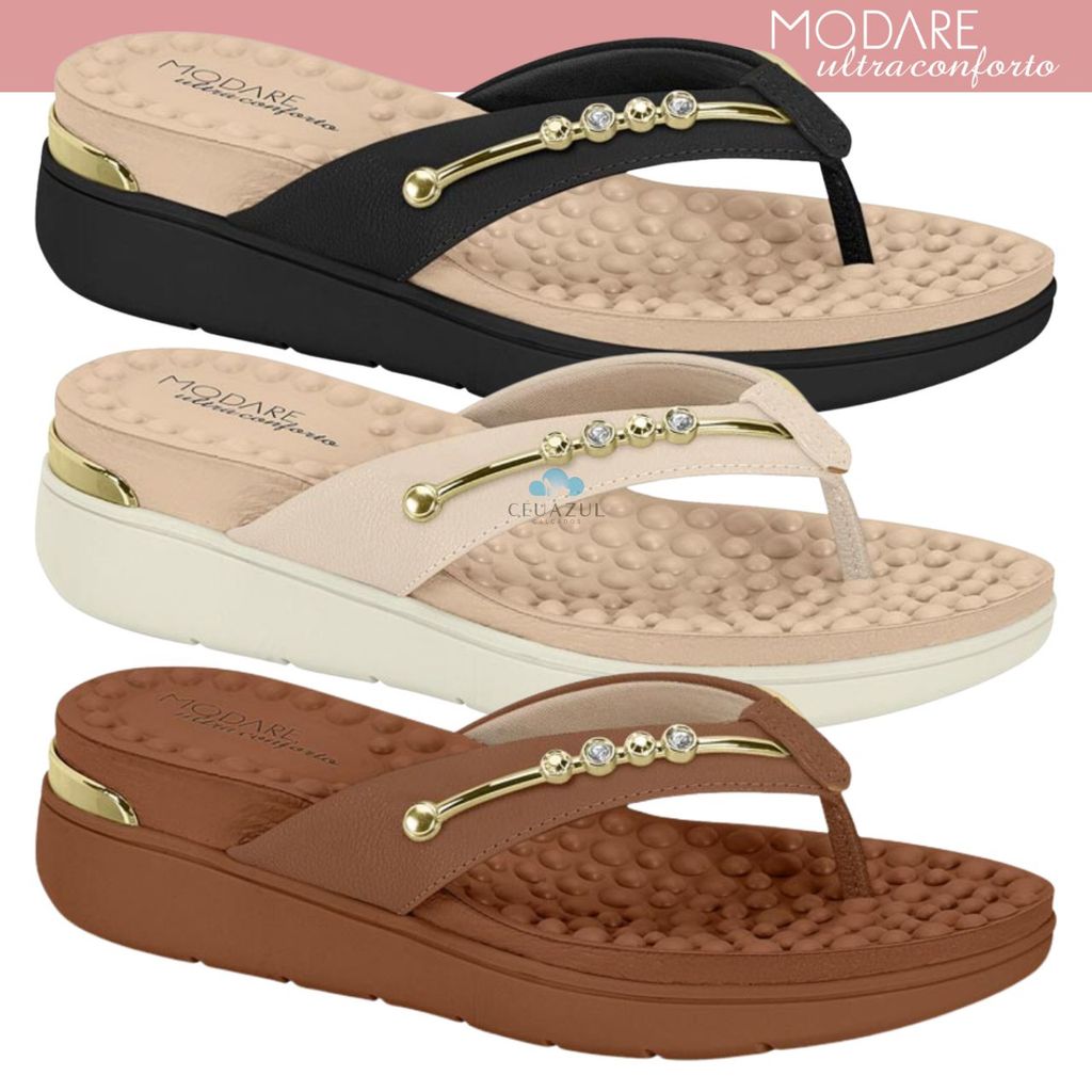 Tamanco Feminino Modare Ultraconforto Massageadora Tira Pedraria Original em Oferta na Shopee