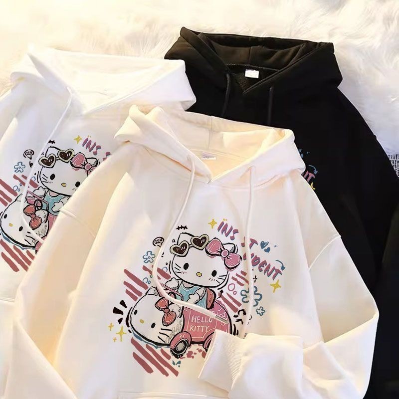 Moletom Blusa de Frio Premium Flanelado Canguru Hello Kitty de Carrinho Desenho Streetwear