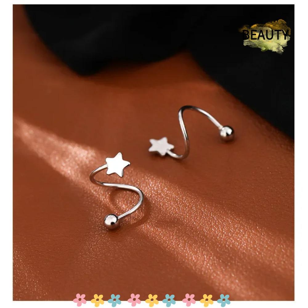 BEAUTYHOMEBR 2 Peças/1 Par De Brincos De Osso De Orelha De Estrela , Mini Femininos Ondulados De Linha Rotativa , Incomu