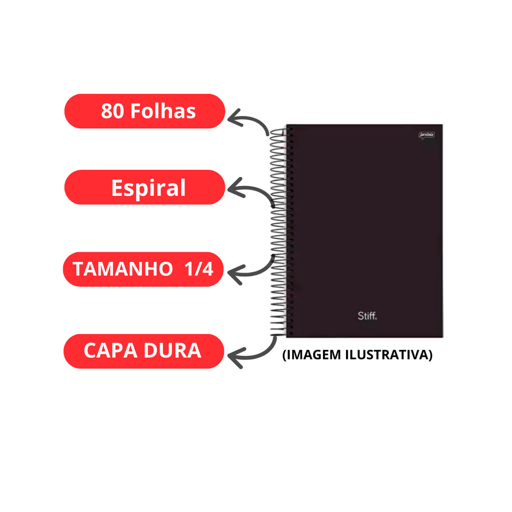 Kit Com 2 Cadernos de Arame PEQUENO 1/4 80 Folhas Capa Dura Stiff - Jandaia · foto 2