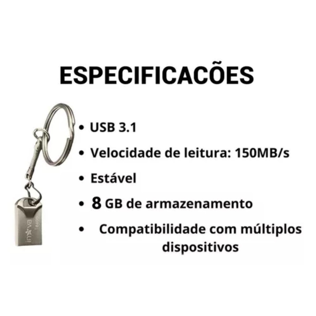 Pendrive Chaveiro 8GB Altomex AL-8U-8 Prateado