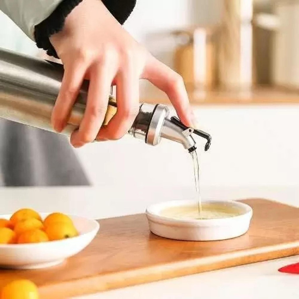 Galheteiro Azeite Vinagre Vidro Inox Dosador Óleo Pote Vasilha Garrafa Tempera Salada Tigela