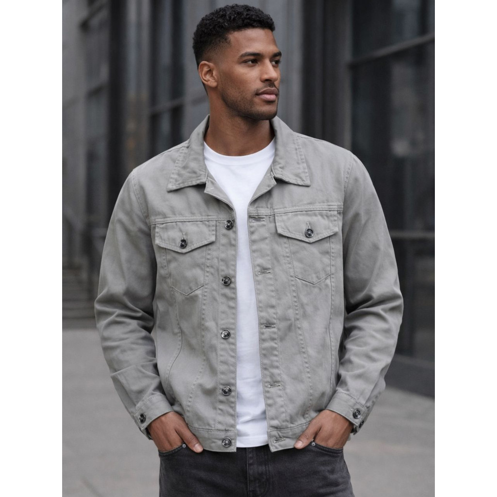 Jaqueta Jeans Masculina Destroyer Rasgada 100% Algodão Com Bolsos funcionais