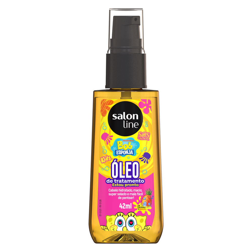 Óleo de Tratamento Salon Line Kids SOS Cachos Bob Esponja Estou Pronto com Cheirinho de Abacaxi 42ml em Oferta na Shopee
