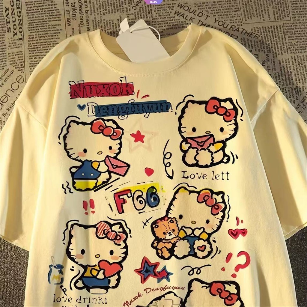 Camisa Camiseta Hello Kitty Fofa Blusa Feminina 100% Algodão T-Shirt Verao