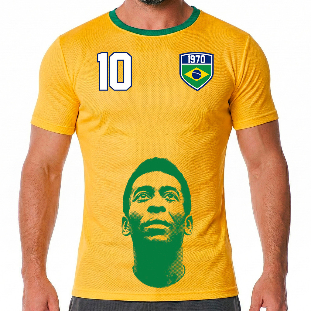 Camisa Dry Retrô Masculina Brasil Campeão Blusa Futebol Copa Do Mundo Mexico 1970 Camiseta Polyester