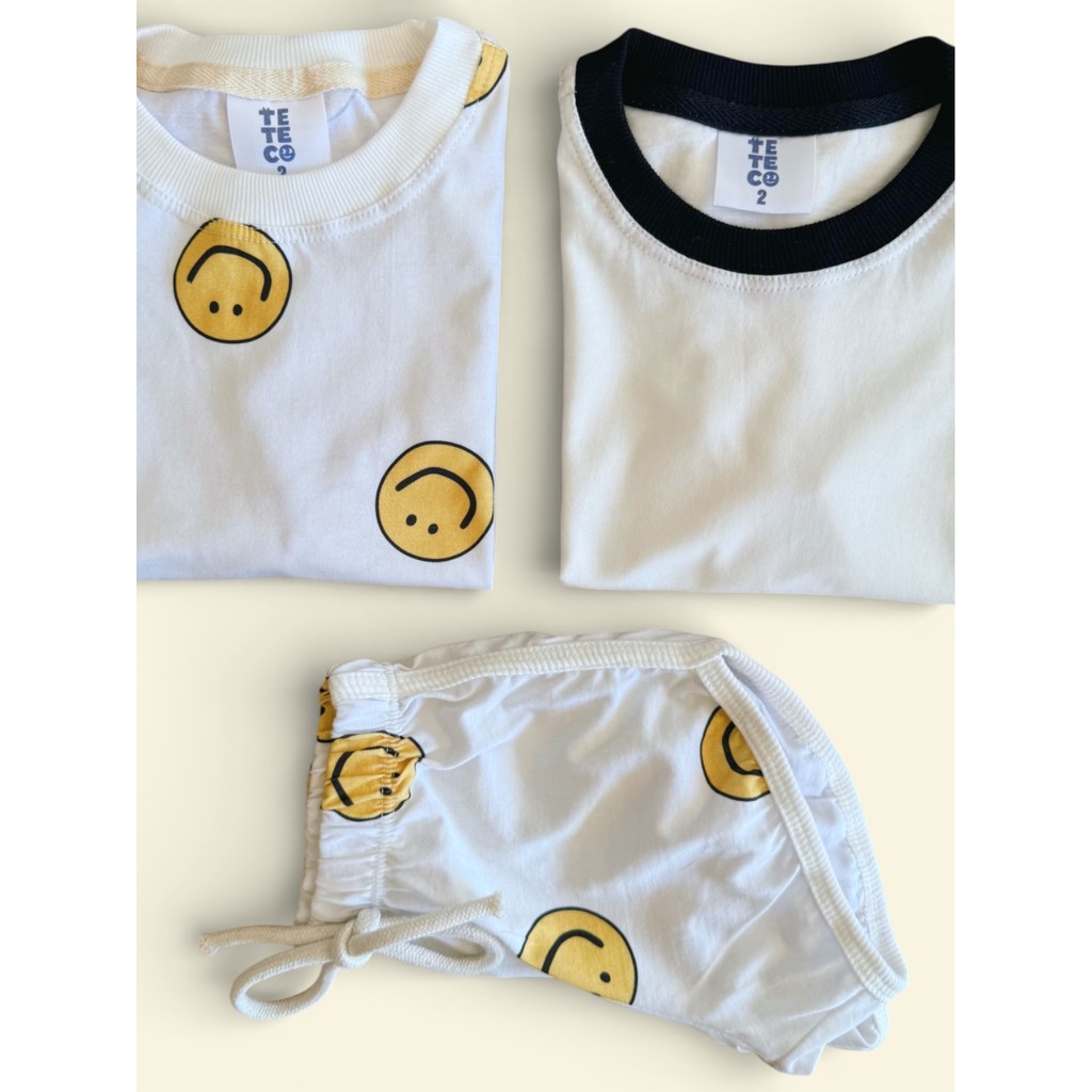 Kit Infantil Smile Premium – 2 Camisetas e Short Estampado | Conforto Divertido e Estilo Moderno