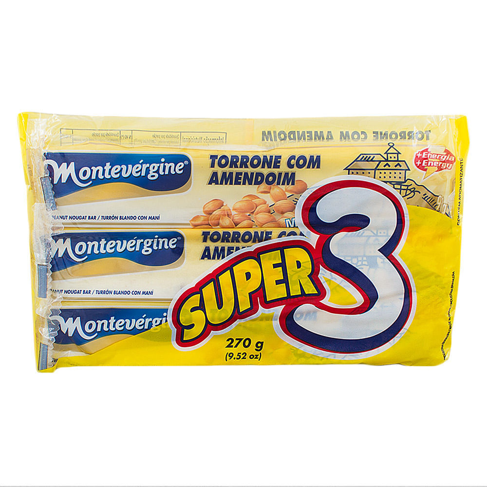 Torrone com Amendoim Montevérgine 3 Unidades 90g cada em Oferta na Shopee