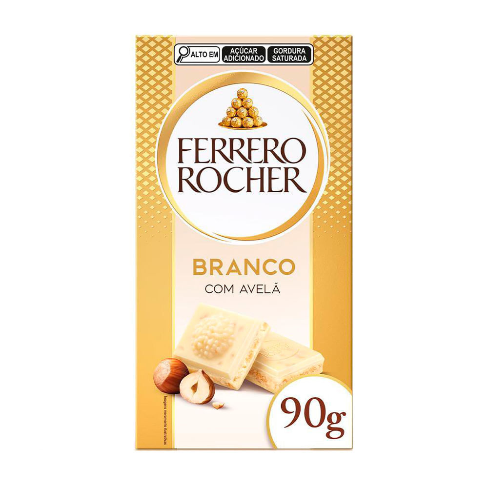 Chocolate Branco Ferrero Rocher Tablete com Avelã 90g em Oferta na Shopee
