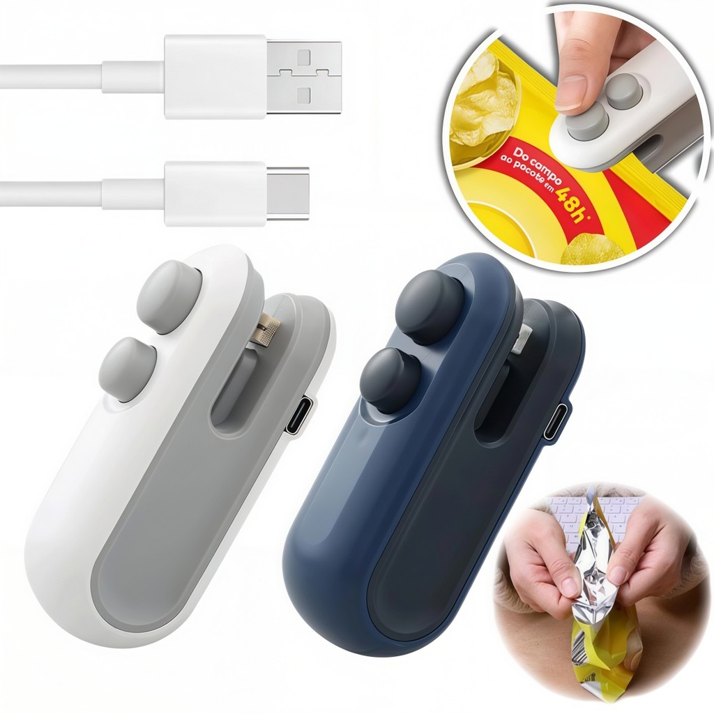Mini Máquina Seladora Recarregável em Promoção, Qualidade Premium para Selar Embalagens de Forma Rápida