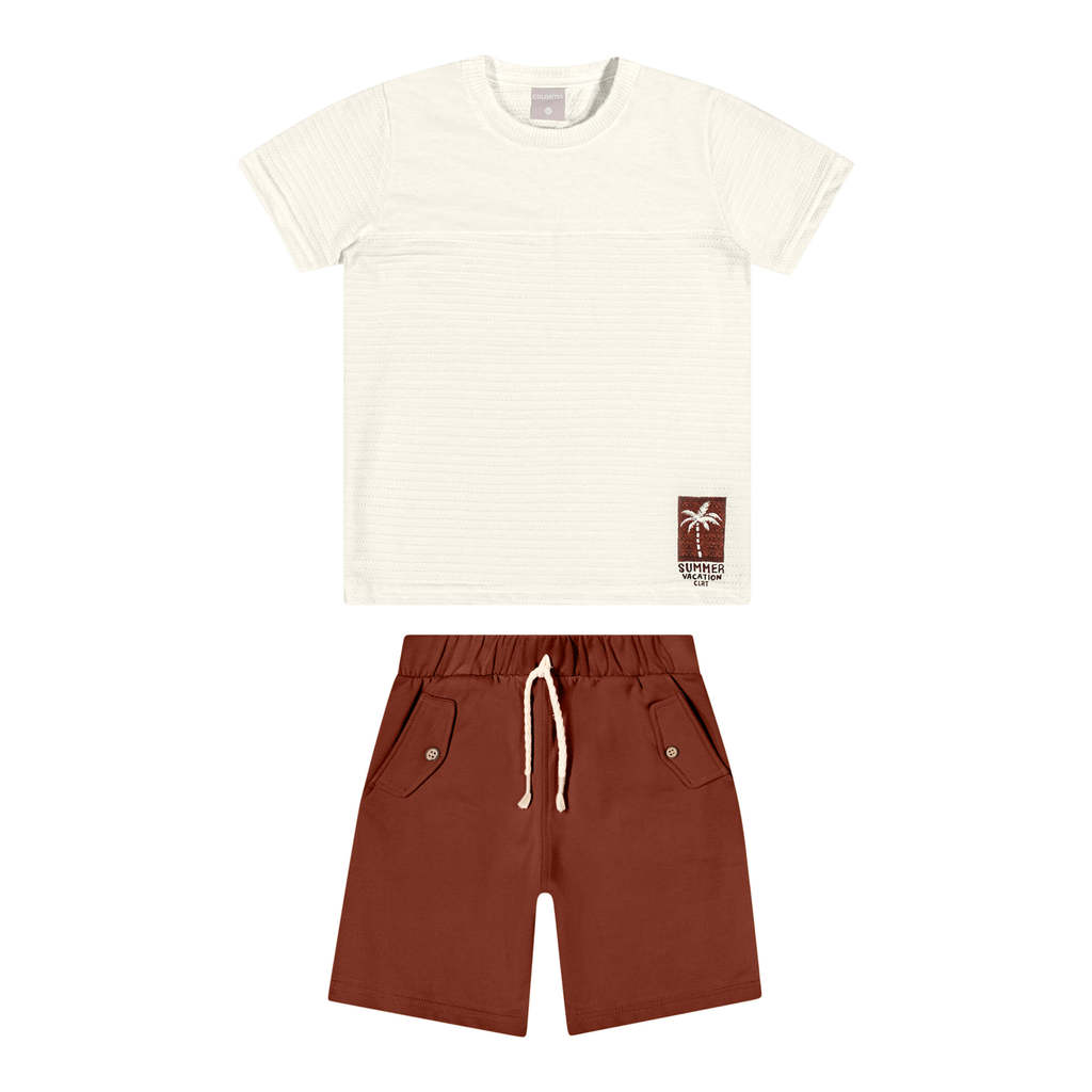 Conjunto Curto Infantil Menino Textura Colorittá Bege em Oferta na Shopee