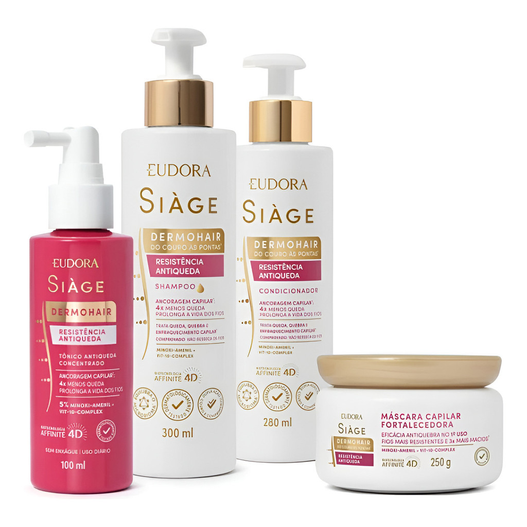 Combo Siàge Dermo Hair Resistência Antiqueda Eudora 4 Itens