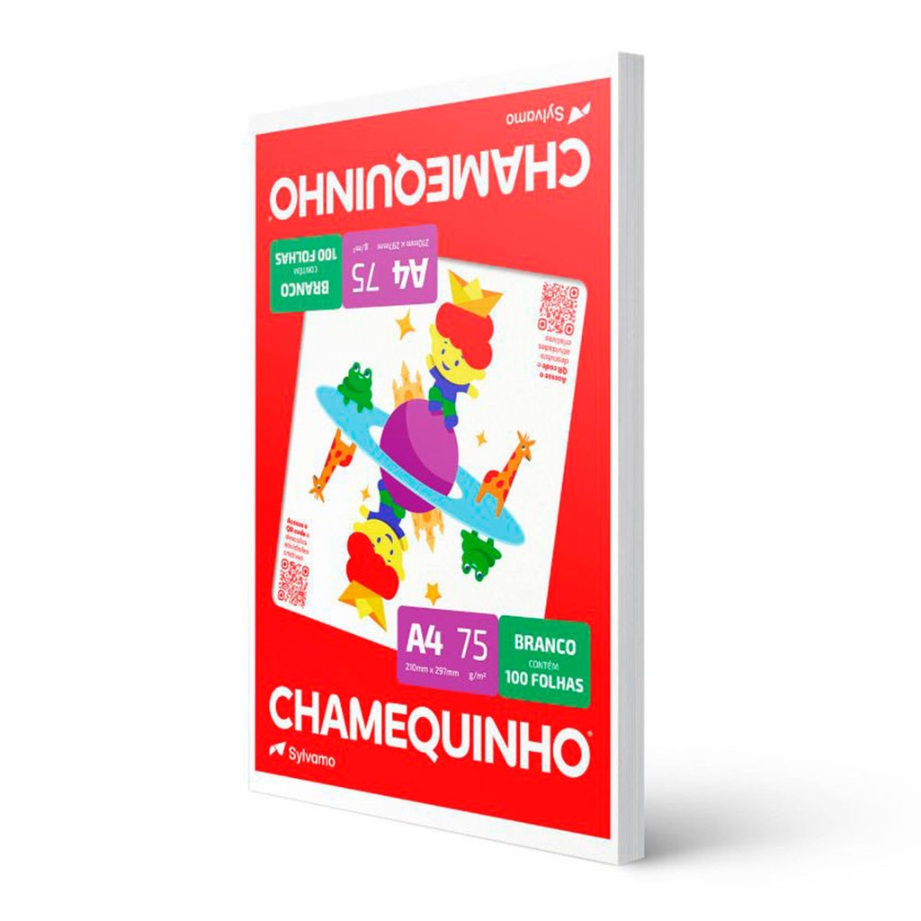 Papel sulfite A4 75g 210x297 com 100 folhas Chamequinho em Oferta na Shopee