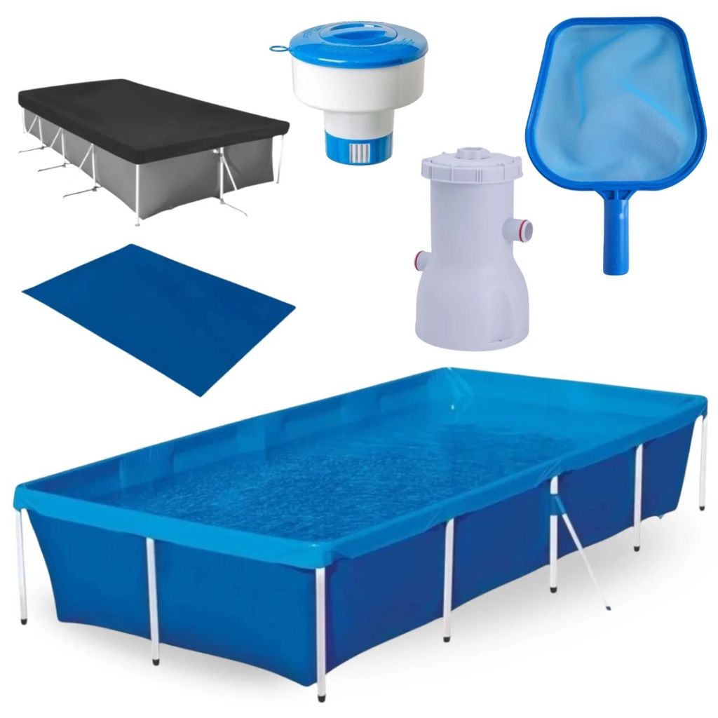 Kit Piscina 3000 Lts Mor em Aço + Capa + Forro + Filtro 110v + Peneira Kala + Flutuador