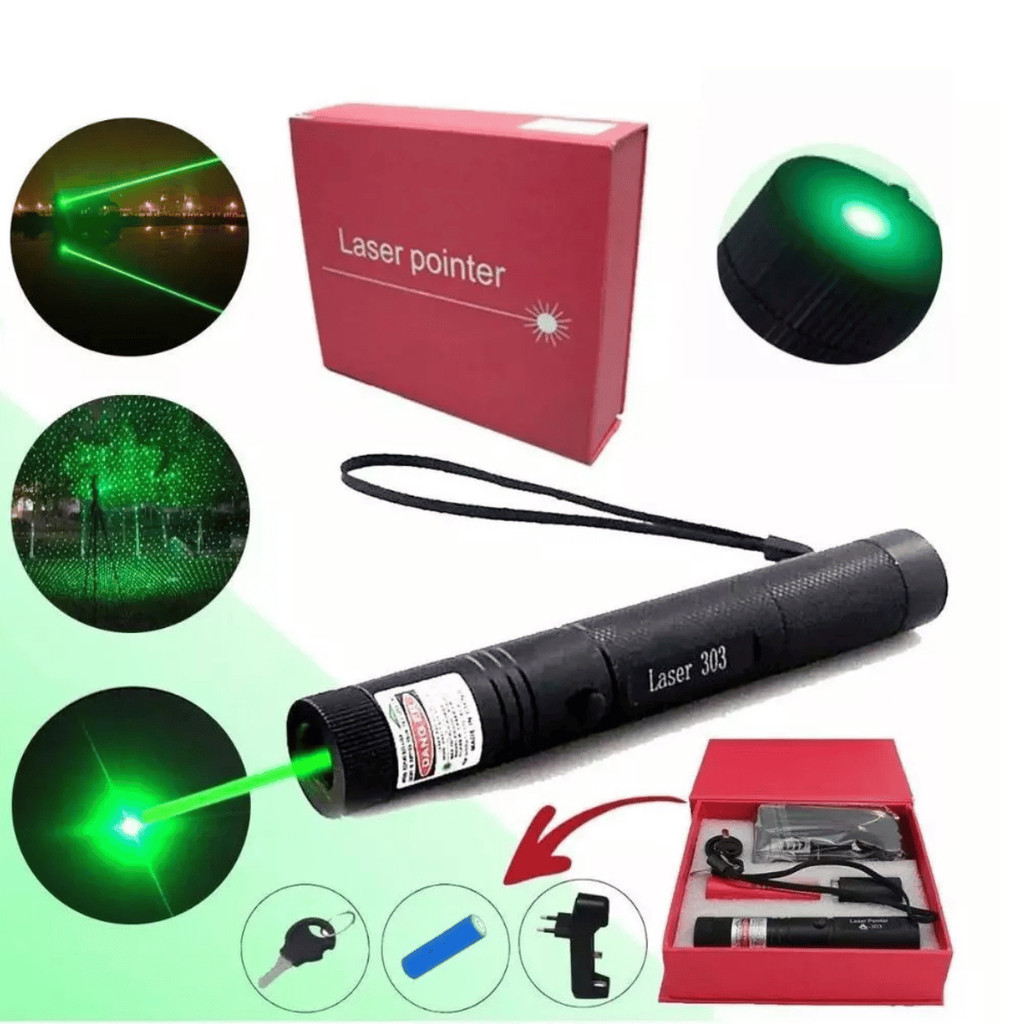 Caneta Laser 303D Ponteiro Alta Potência Ajustável - Laser Pointer / Apresentação Astronomia Alcance
