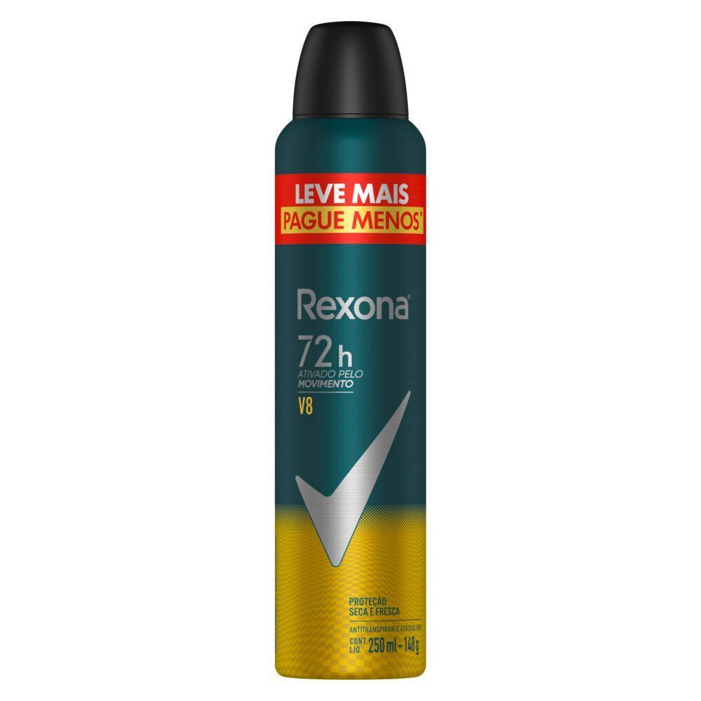 Desodorante Antitranspirante Aerosol Masculino Rexona V8 72h 250ml Leve Mais Pague Menos em Oferta na Shopee