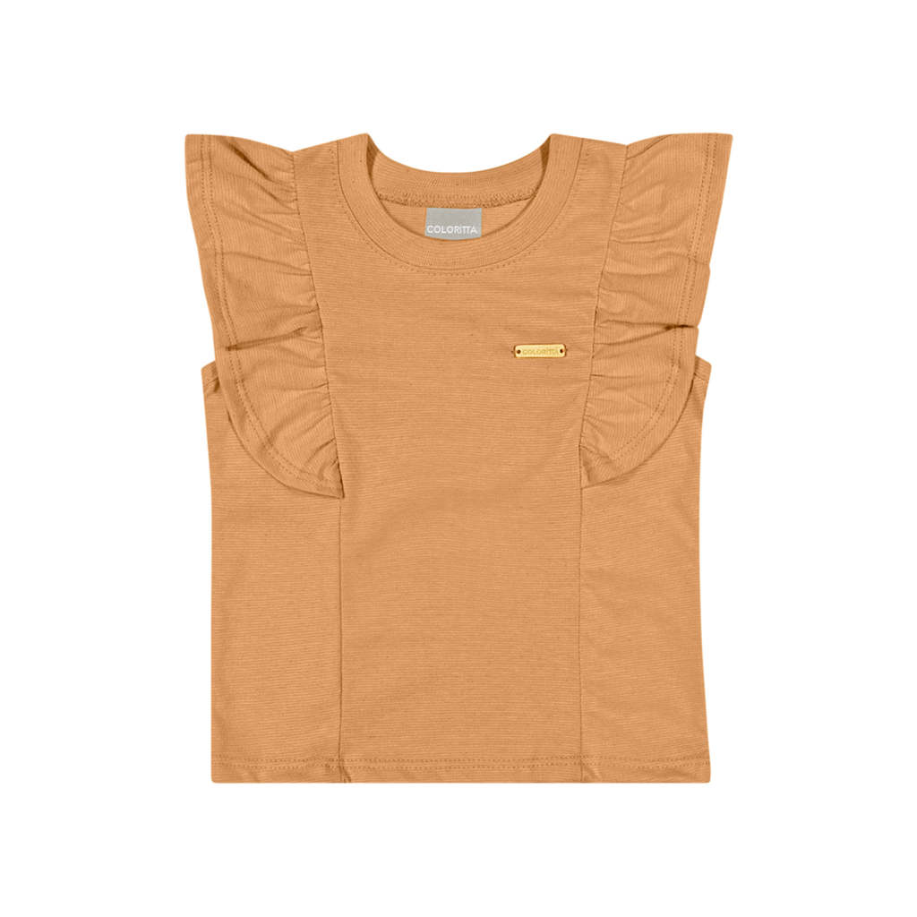 Blusa Infantil Menina com Babado Colorittá Laranja em Oferta na Shopee
