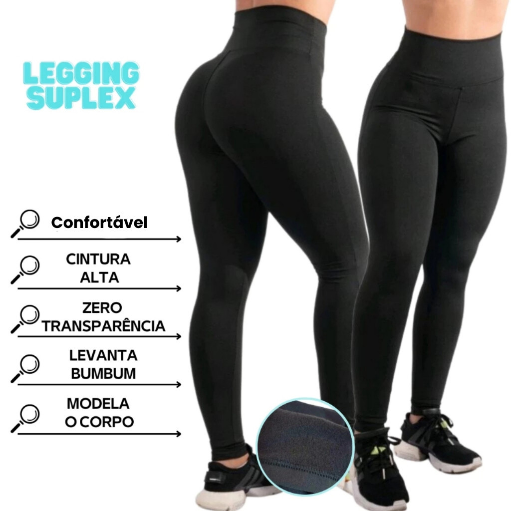 Calça Legging Suplex Levanta Bumbum Anti Transparência Cintura Alta Térmica Fitness Academia DiaaDia