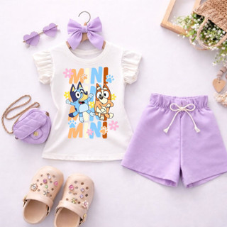 Conjunto Infantil Menina Blusa Babado Branca Cachorrinhos Fofo Blues Patinhas + Short Lilás Roupa Infantil Fashion em Oferta na Shopee