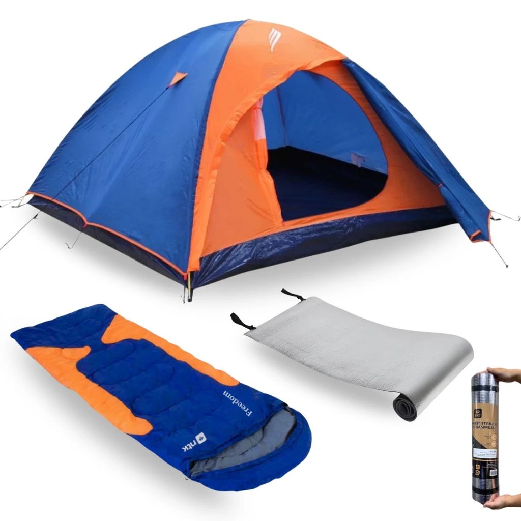 Kit Barraca Falcon 3 Pessoas 1000 Mm + Isolante Térmico 1,80 M + Saco de Dormir para Pesca Camping