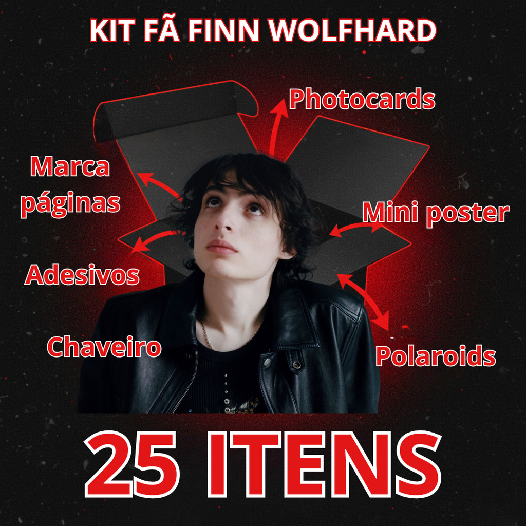 Kit Fã Finn Wolfhard Photocards Polaroids Adesivos Poster Chaveiro Presente Ator