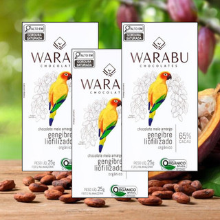 KIT 3 UNID. CHOCOLATE VEGANO ORGÂNICO GENGIBRE LIOFILIZADO 65% CACAU 25g