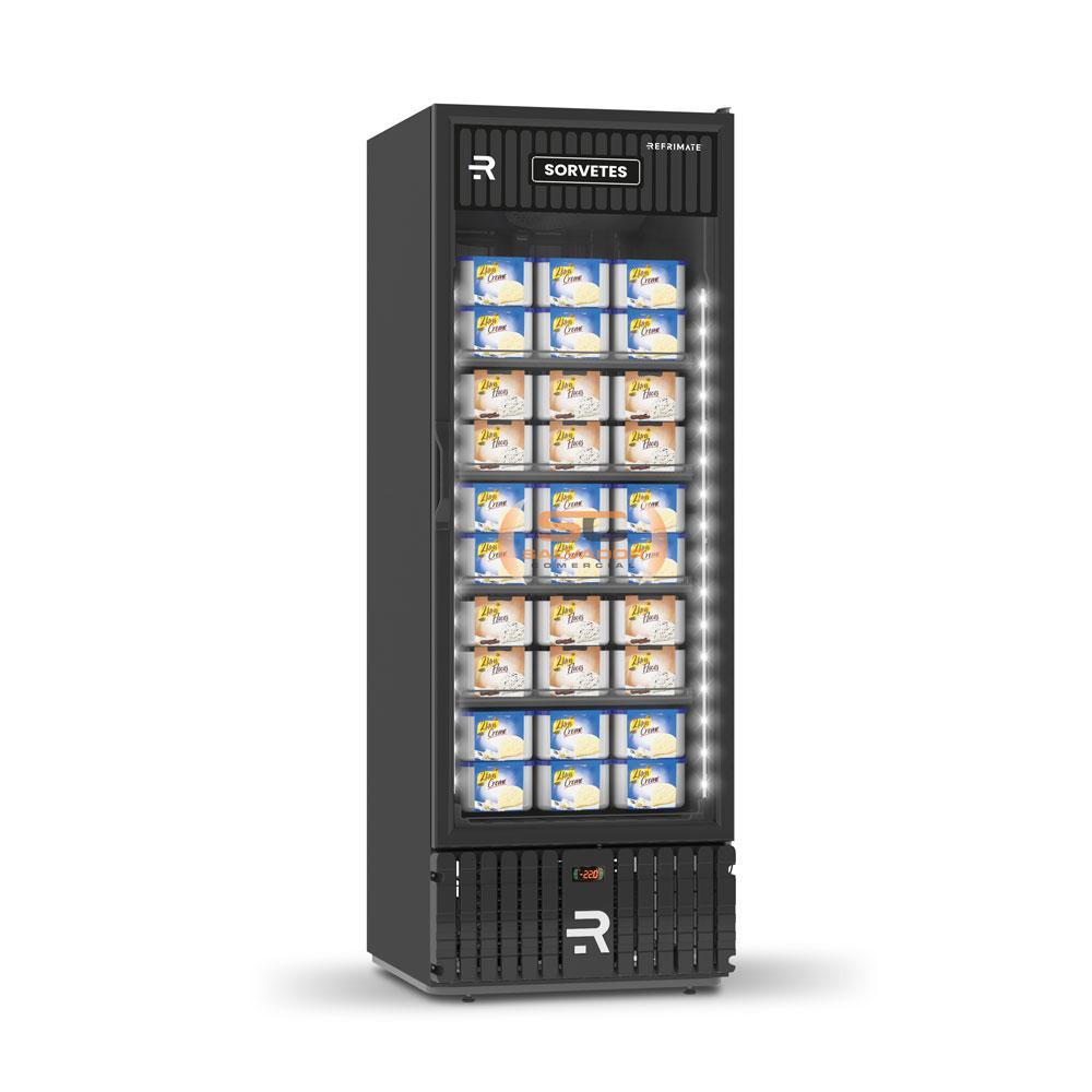 Visa Cooler Sorvete Porta Vidro ar Forçado -22ºc 570l Vcs570pvpp Preto/preto 220v - Refrimate