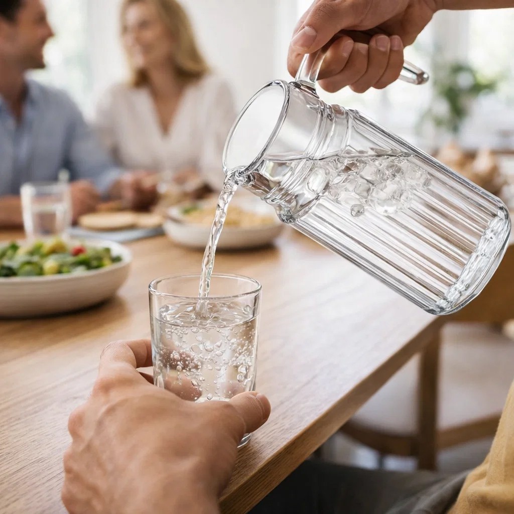 Jarra de Vidro 1L Transparente Resistente Design Moderno para Água Suco achadinhos