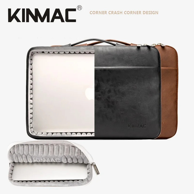 Bolsa Para Laptop De Couro PU Da Marca Kinmac 12,13.3,14,15.4,15.6,16 Polegadas , Capa À Prova De Choque Masculina E Fem