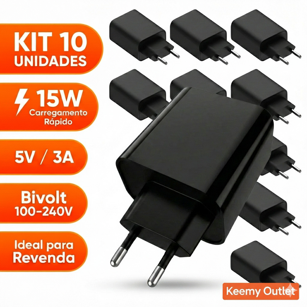 kit 5 até 10 Carregador Tomada Plug USB Adaptador Fonte bivolt Para Relógio Inteligente Smartwatch